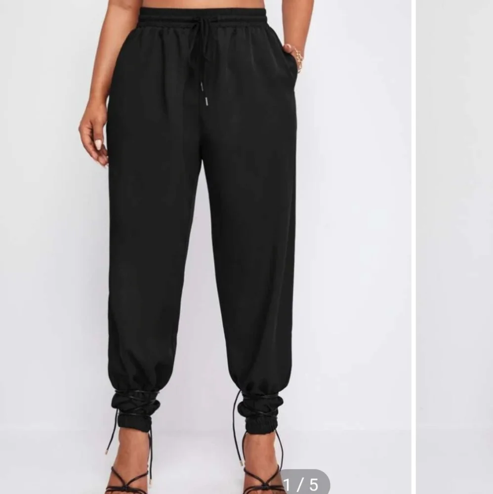 Black Drawstring Jogger Pants - Picture 1 of 9